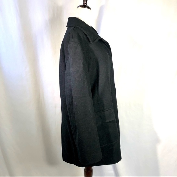 J Crew boxy wool coat black patch pockets size L - Picture 2 of 7